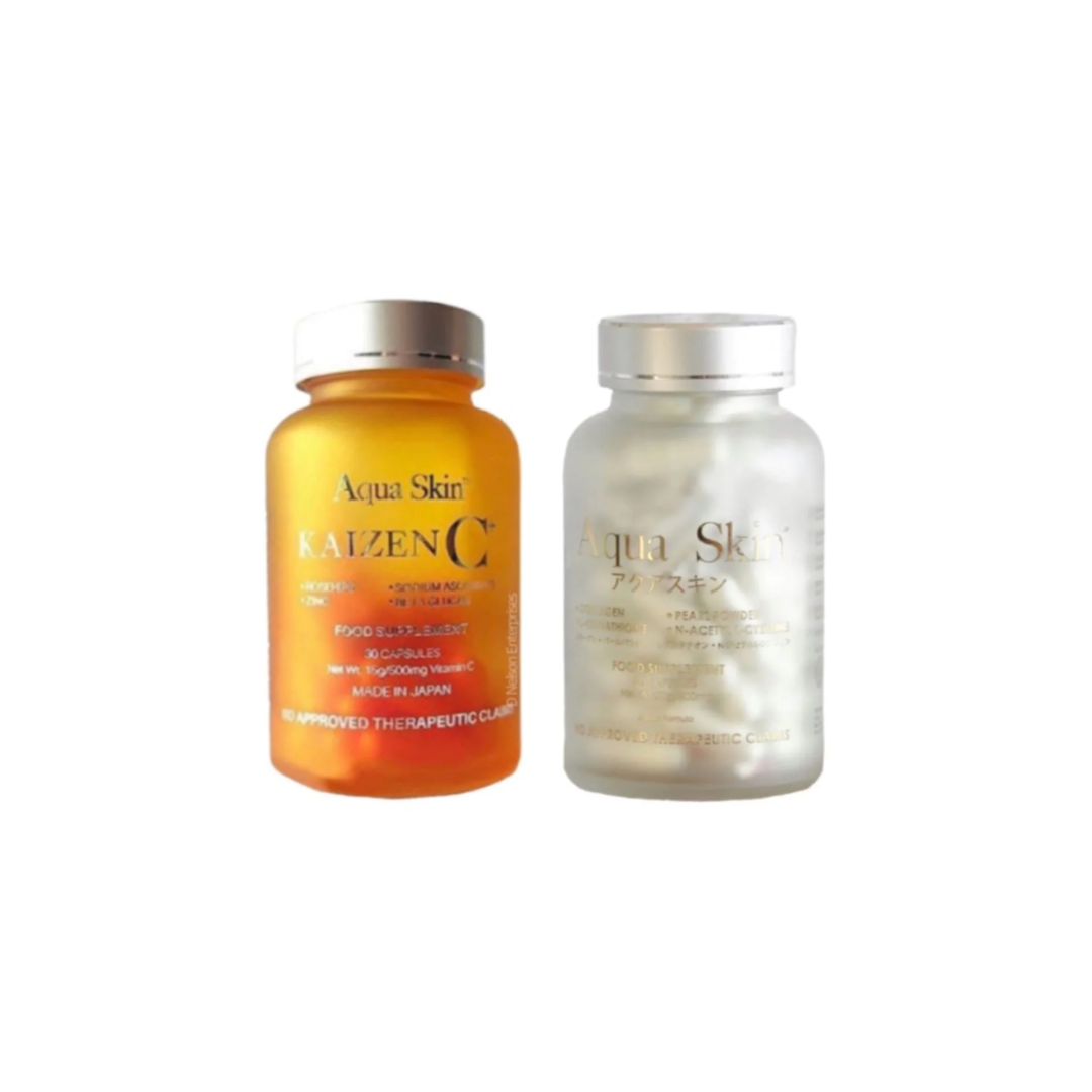 Premium Aqua Skin Glutathione and Kaizen C+ Capsules for Radiant Skin & Health Skin Vitality USA Premium Aqua Skin Glutathione and Kaizen C+ Capsules for Radiant Skin & Health Skin Vitality USA