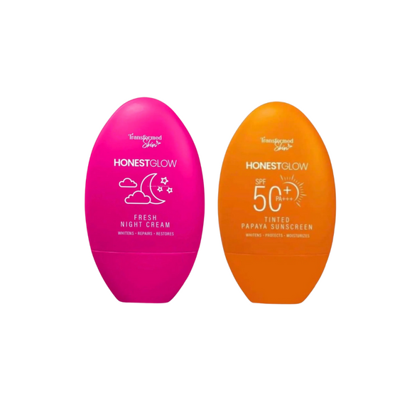 Radiant Duo: Transformed Skin Honest Glow Night Cream (50g) + Tinted Papaya Sunscreen SPF 50 PA+++ (50g)
