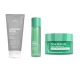 Cica Glow Essentials Bundle: Luxe Organix Gentle Brightening Toner, Ultra Light Glow Foam Cleanser, and Derma Relief Moisturizer