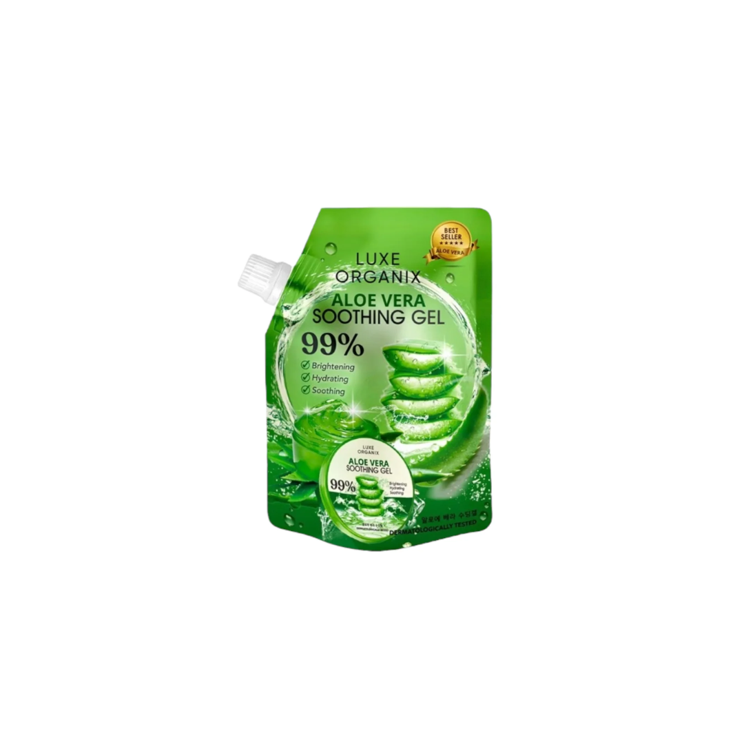 luxe organix aloe vera Luxe Organix Aloe Vera Soothing Gel 99% 100ml Sachet – Skin Vitality USA