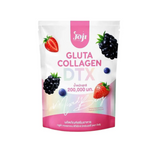 Packaging of Joji Gluta Collagen DTX Plus Mixed Berry Drink Mix with images of mixed berries on the front and a signature at the bottom.
