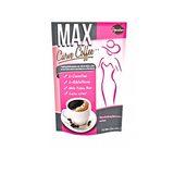 A package of Max Curve Coffee with a figure of a woman on the front, indicating the product's target audience and health benefits.