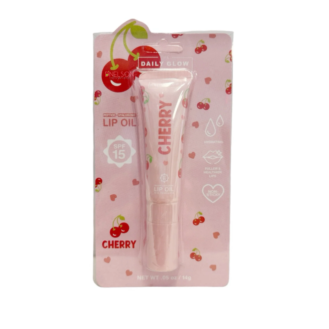 The Daily Glow Peptide Lip Oil SPF 15 with Hyaluronic Acid- Cherry