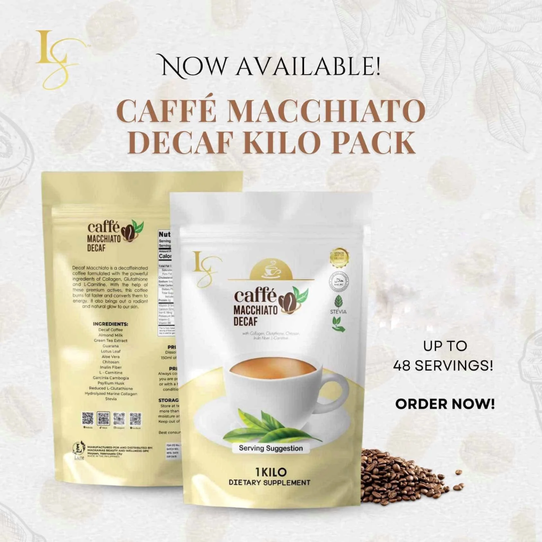 Luxe Slim Caffe Macchiato Decaf 500g Fat Burning & Skin Glow Coffee Skin Vitality USA Luxe Slim Caffe Macchiato Decaf 500g Fat Burning & Skin Glow Coffee Skin Vitality USA