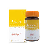 Asco-1 Collagen Advance supplement bottle and packaging on a white background