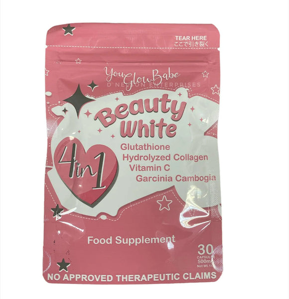 You Glow Babe BEAUTY WHITE 4 in 1 Glutathione Capsules, Japan Formula 30 count