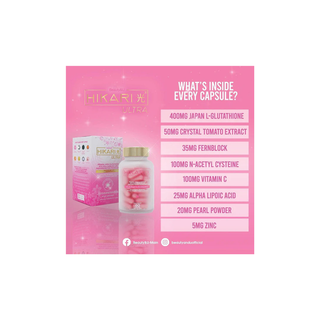Hikari Premium Japan Glutathione Capsules for Radiant Skin - Beauty&U Skin Vitality USA Hikari Premium Japan Glutathione Capsules for Radiant Skin - Beauty&U Skin Vitality USA