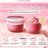 Kavouge Shower Salt Body Scrub Raspberry 300g | Exfoliating Salt Body Cleanser with Niacinamide