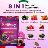FITGUM Acai Berry Drink Powder with Chia Seeds (10 Sachets) | Berry Blend Beverage Mix
