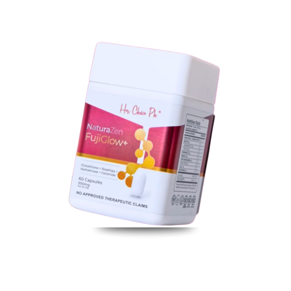 Her Choice PH NaturaZen FujiGlow+ Glutathione 500 mg | Glutathione with Rosehips, Nattokinase, Ceramide & Inositol – 60 Capsules