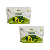 Two sachets of Luxe Slim Beauty Smoothie Avocado flavor, with packaging that prominently features avocado and green tea graphics, indicating hydrolyzed marine collagen and botanical ingredients.
