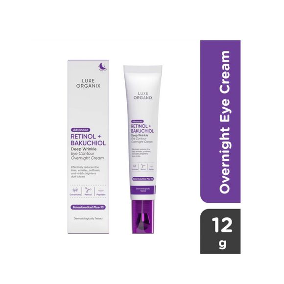 LUXE ORGANIX Advanced Retinol + Bakuchiol Deep Wrinkle Eye Contour Overnight Cream 12g