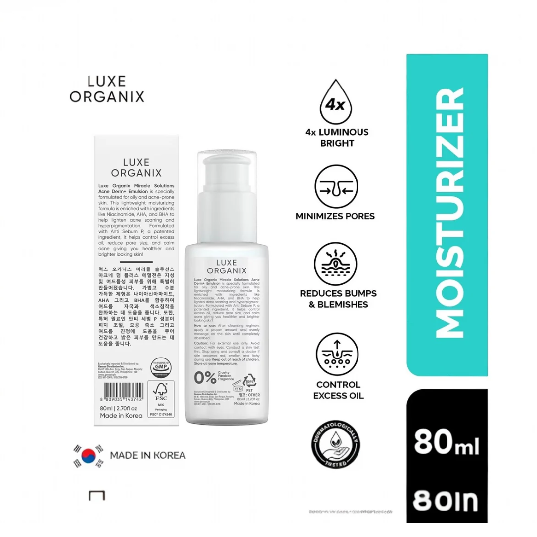 Luxe Organix AHA-BHA Miracle Solutions Emulsion 80ml – Skin Vitality USA