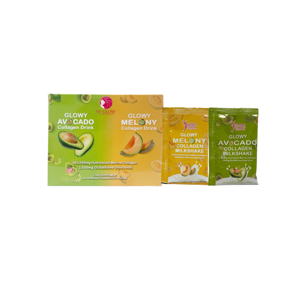 SY GLOW Glowy Melony & Glowy Avocado Collagen Drink – 10 Sachets (5 Melony + 5 Avocado)