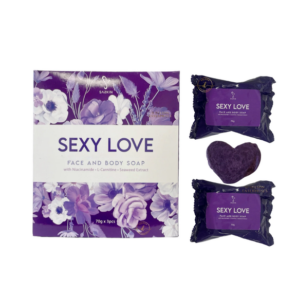 SASKIN Sexy Love Face and Body Soap, 3 Bars x 70g