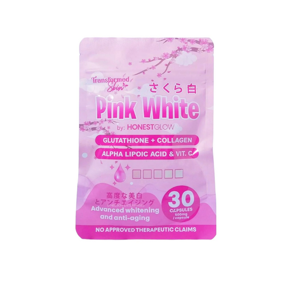 Transformed Skin HonestGlow PINK WHITE Glutathione + Collagen Capsules, 30 Count