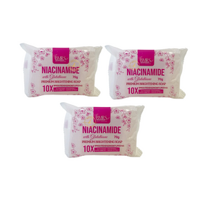 3 Bars BMRS Niacinamide with Glutathione Premium Whitening Soap, 70g each