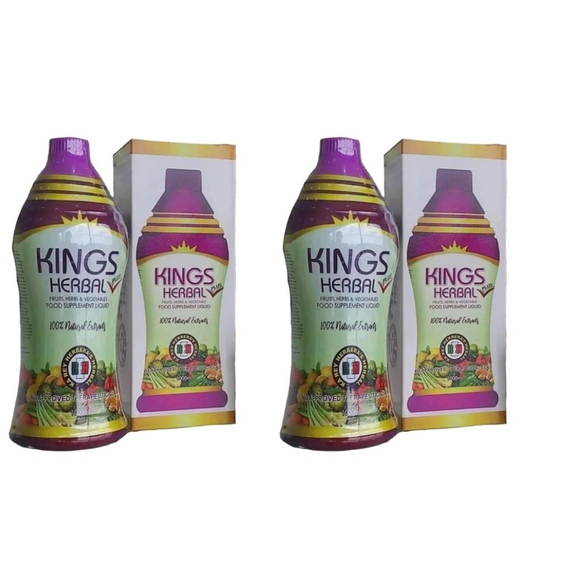 KINGS HERBAL Fruits Vegetables & Herb Fusion Food Supplement 1000ml 100% Organic - 2 Bottles