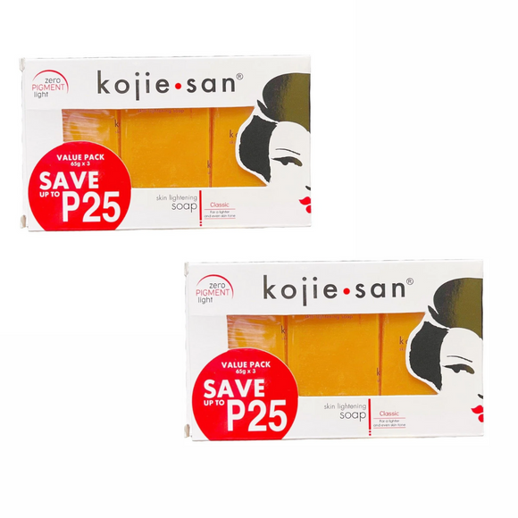 Original Kojie San Skin Kojic Acid Soap 65g x 3 Bars - 2 packs