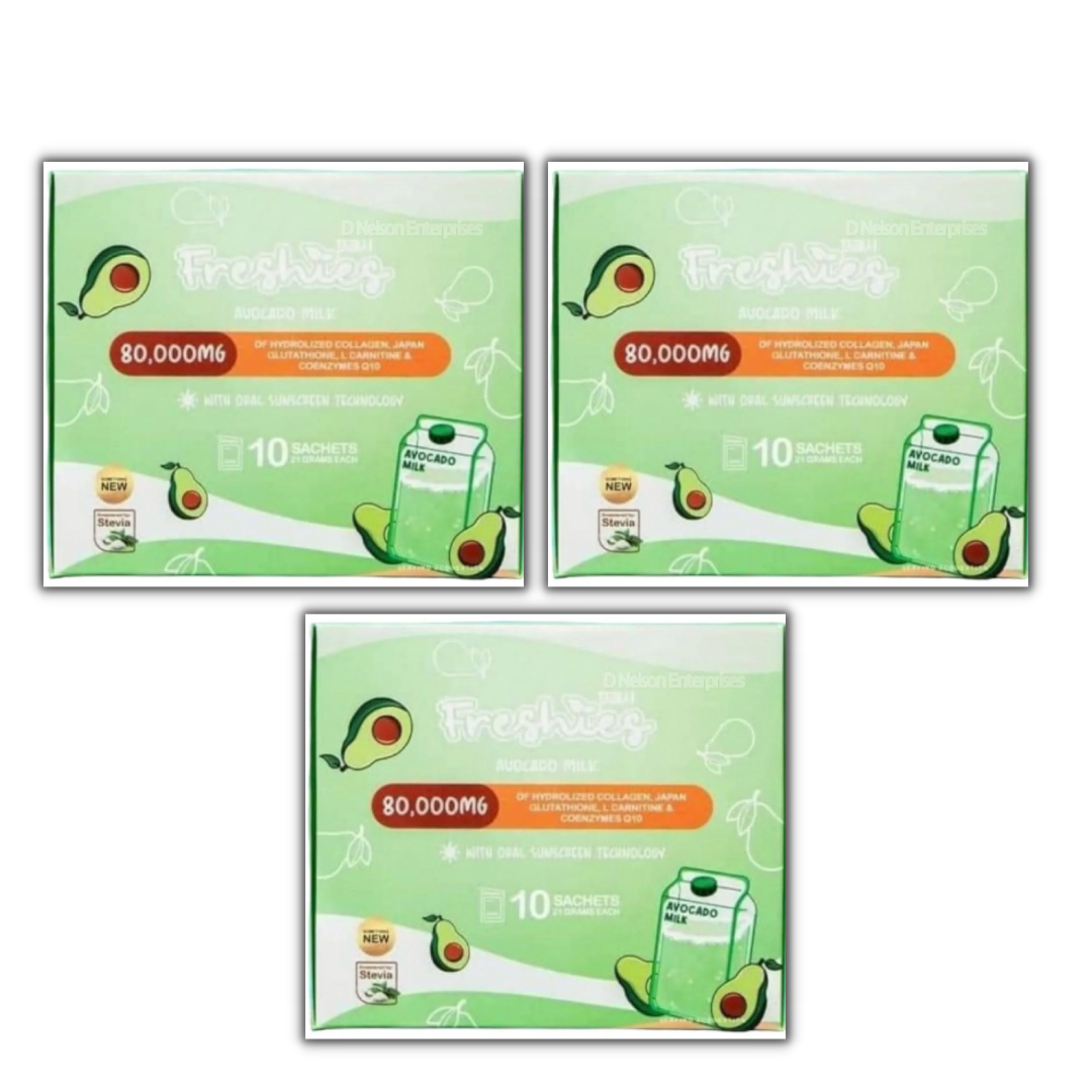 Freshies Avocado Milk Collagen Drink by Juju Glow, 10 Sachets- 3 packs –  Skin Vitality USA