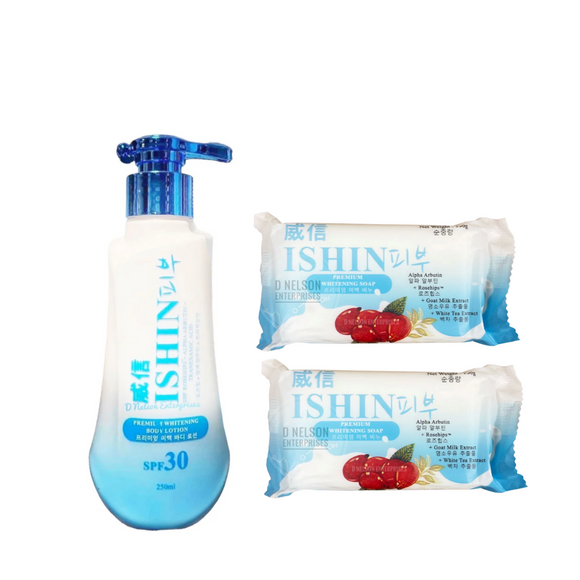 ISHIN Premium Whitening Lotion& ISHIN Premium Whitening Soap Made in Japan,