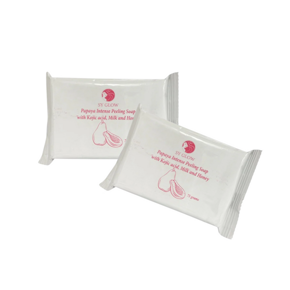 SY GLOW Papaya Peeling Soap with Kojic, Milk & Honey 75g ( Pack of 2)