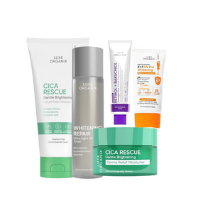 Luxe Organix Complete Skincare Routine Set – Cleanser, Toner, Moisturizer, Treatment Cream & Serum Sunscreen (5 Steps)