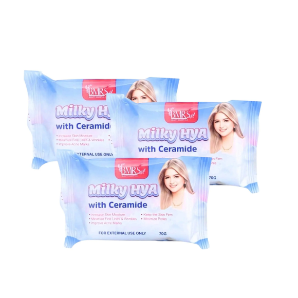 BMRS Beauty Essentials Milky HYA with Ceramide – Deep Moisture & Brightening Cream (70g) 3-pack