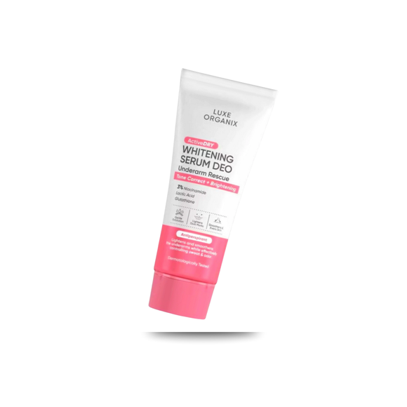 Luxe Organix Active Dry Underarm Serum Deodorant Pink – 3% Niacinamide, Lactic Acid & Glutathione | Tone Correct + Smooth & Firm Formula (50g)