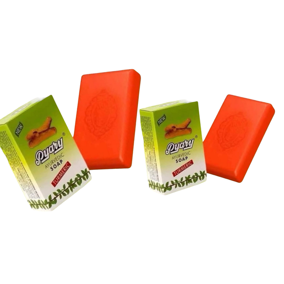 Pyary 100% Vegetable Ayurvedic Soap with Turmeric & Natural Oils – Gentle Herbal Cleanser for Healthy, Radiant Skin – Free from Animal Fat – 75 g Bar 2-Pack