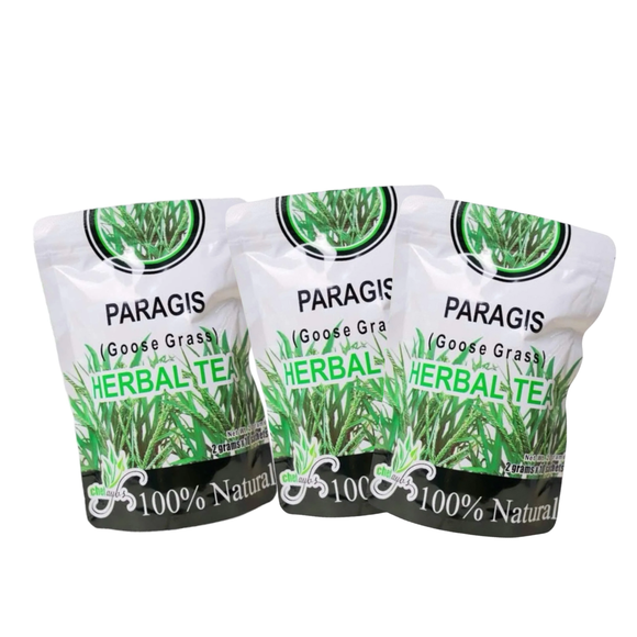 Three packages of PARAGIS Herbal Tea on a white background
