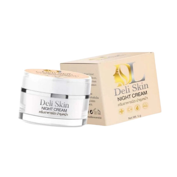 DELI SKIN NIGHT CREAM FOR ACNES/MELASMA/ DULL SKIN FROM THAILAND (5g)