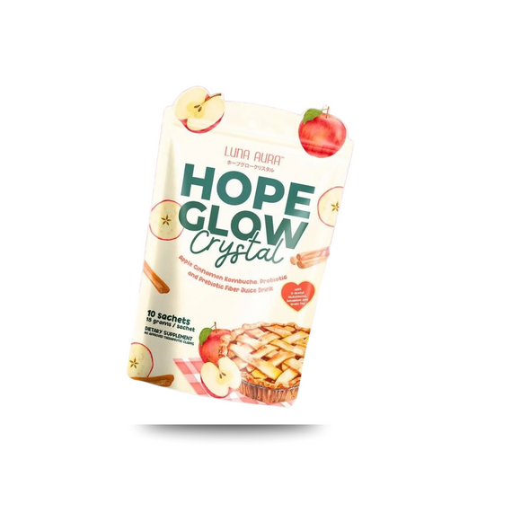 HOPE GLOW Crystal Apple Cinnamon Kombucha – Probiotic & Prebiotic Juice Drink  (18g x 10 Sachets)