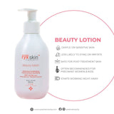 Ryx Skin beauty lotion bottle with product features on a white background