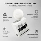 Teashell soap bar with whitening system features on a gray background