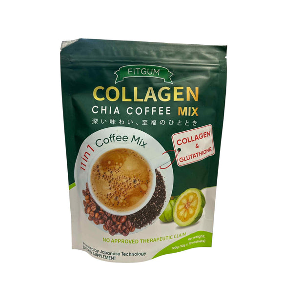 FITGUM Collagen Chia Coffee – 11 in 1 Shape Coffee Mix (10 Sachets) -New packaging