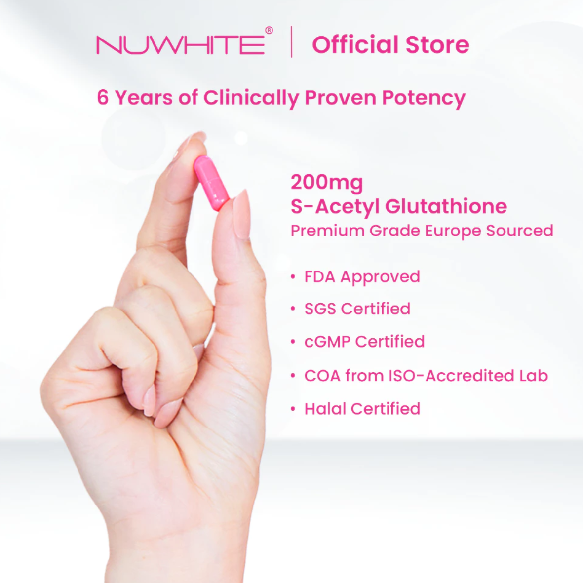 NUWHITE S-Acetyl Glutathione 200mg – Superior Bioavailable Whitening Supplement – Skin Vitality USA