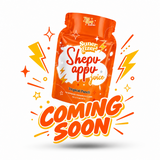 An orange stand-up pouch of Shepu Appu Juice by Suner Gizer, Tropical Punch flavor, shown floating on a white background with a soft shadow underneath.