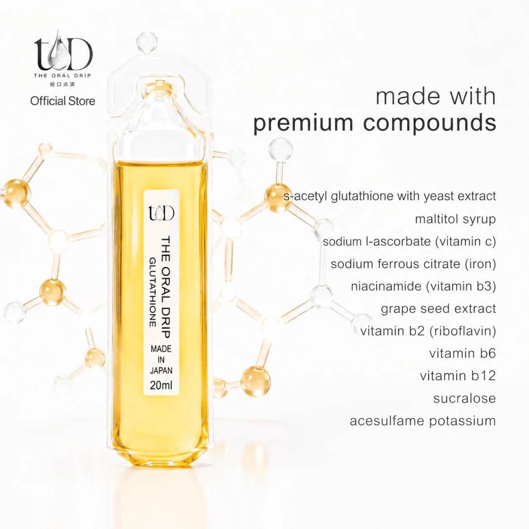 glutathione made in japan The Oral Drip Premium Wellness Drink Ampoules 20ml x 8 – Japanese Inspired – Skin Vitality USA always consult your doctor Size:2 Bottles - 360 Capsules Weight Loss Starter Stack colagino
