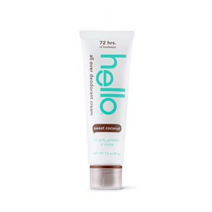 hello All Over Sweet Coconut Deodorant Cream, Aluminum Free Deodorant Cream for Pits, Privates & more