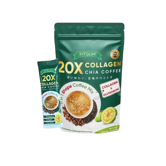 FITGUM 20X Collagen Chia Coffee – 11 in 1 Shape Coffee Mix (10 Sachets)