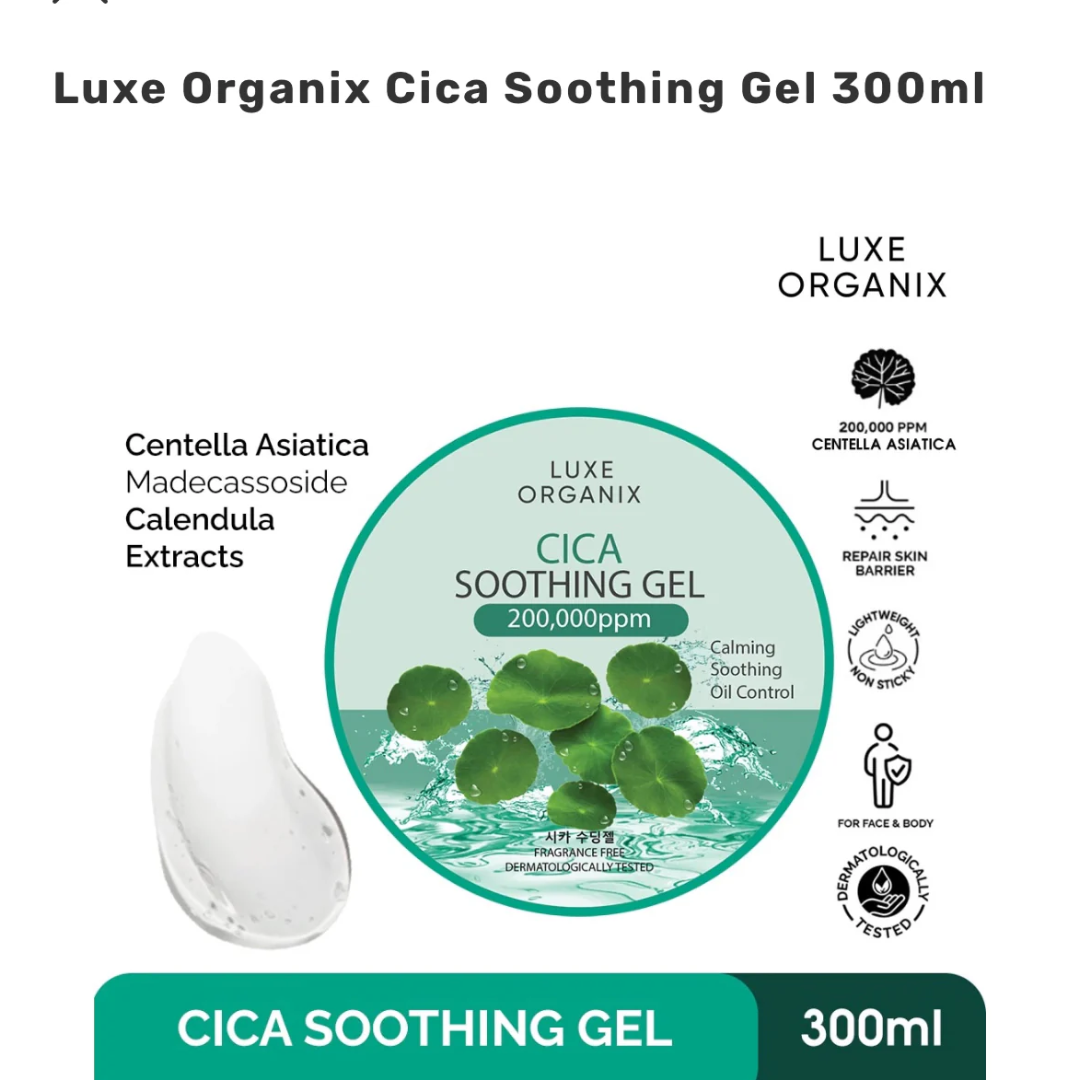 cica aloe soothing gel LUXE ORGANIX Cica Soothing Gel 300ml