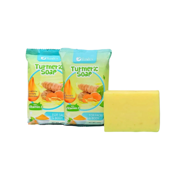 2 Bars Her Skin Turmeric Soap with Vitamin C – Brightening, Anti-Aging & Moisturizing for All Skin Types (100g)