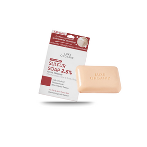 LUXE ORGANIX DermaPRO Sulfur Soap 2.5% – Face & Body Acne Rescue For Oily & Acne-Prone Skin | 100g | Dermatologist-Tested