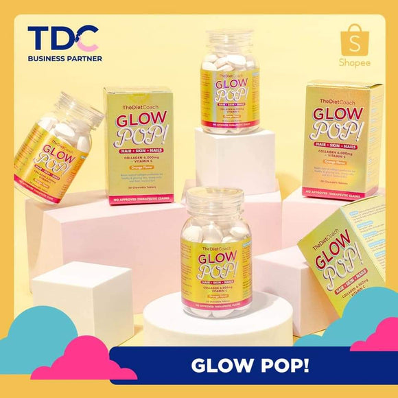 GLOW POP!for hair, skin and nails6000mg COLLAGEN + VITAMIN C Orange Flavor
